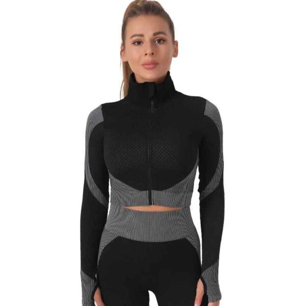 Ensemble Survêtement Femme 3 Pièces – Legging, Crop Top et Haut Manches Longues – Image 6