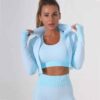 Ensemble Survêtement Femme 3 Pièces – Legging, Crop Top et Haut Manches Longues – Image 5