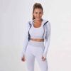 Ensemble Survêtement Femme 3 Pièces – Legging, Crop Top et Haut Manches Longues – Image 4