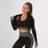 Ensemble Survêtement Femme 3 Pièces – Legging, Crop Top et Haut Manches Longues – Image 3