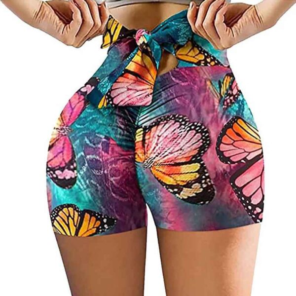 Short Legging Femme à Motifs – Ceinture avec Nœud Décoratif – Image 3