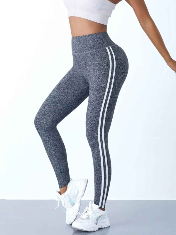 Legging Long Femme – Style Sportif avec Bandes Blanches Latérales